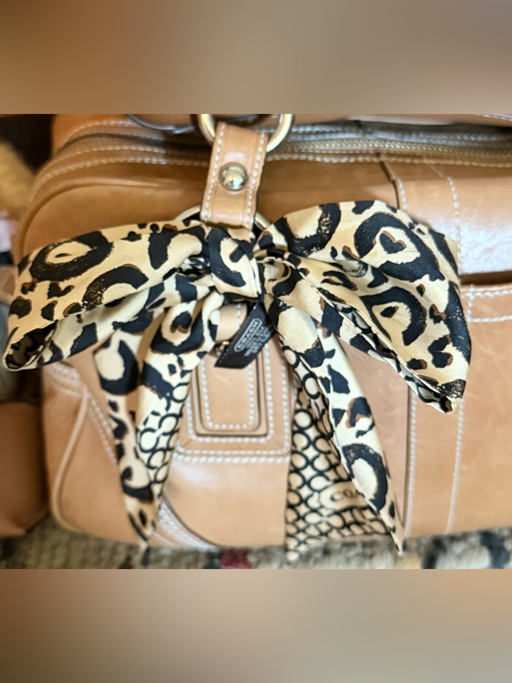 Coach Patterned Silk Scarf Twilly